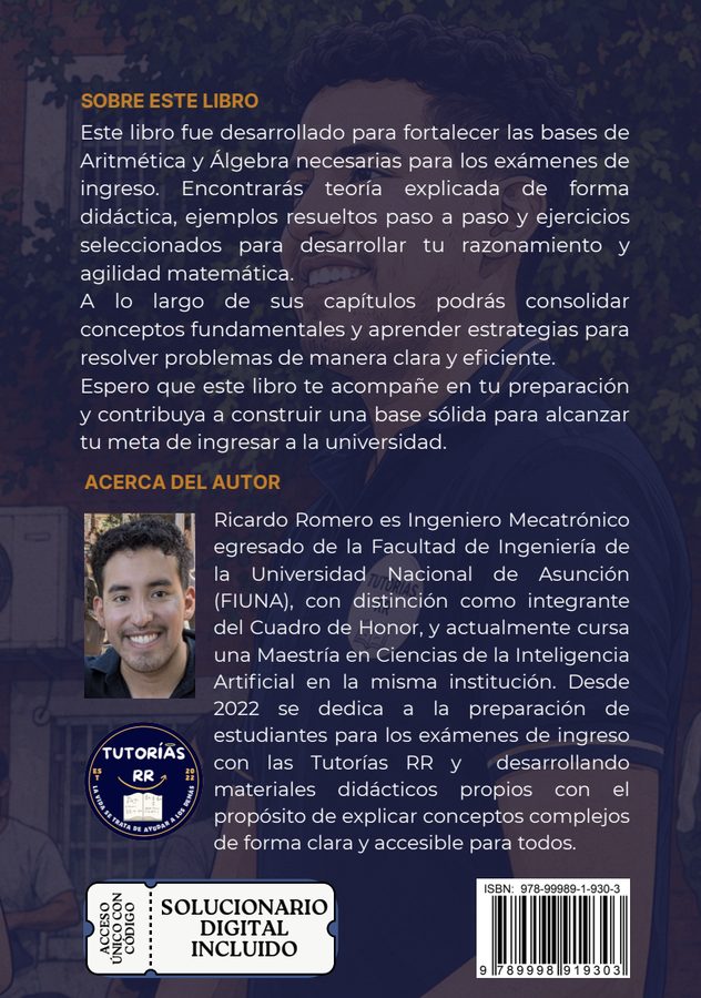 Contratapa del libro con sinopsis y datos del autor